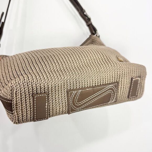 The Sak MISSY Taupe Brown Crochet Woven Faux Leather Single Strap Shoulder Bag - Picture 7 of 16